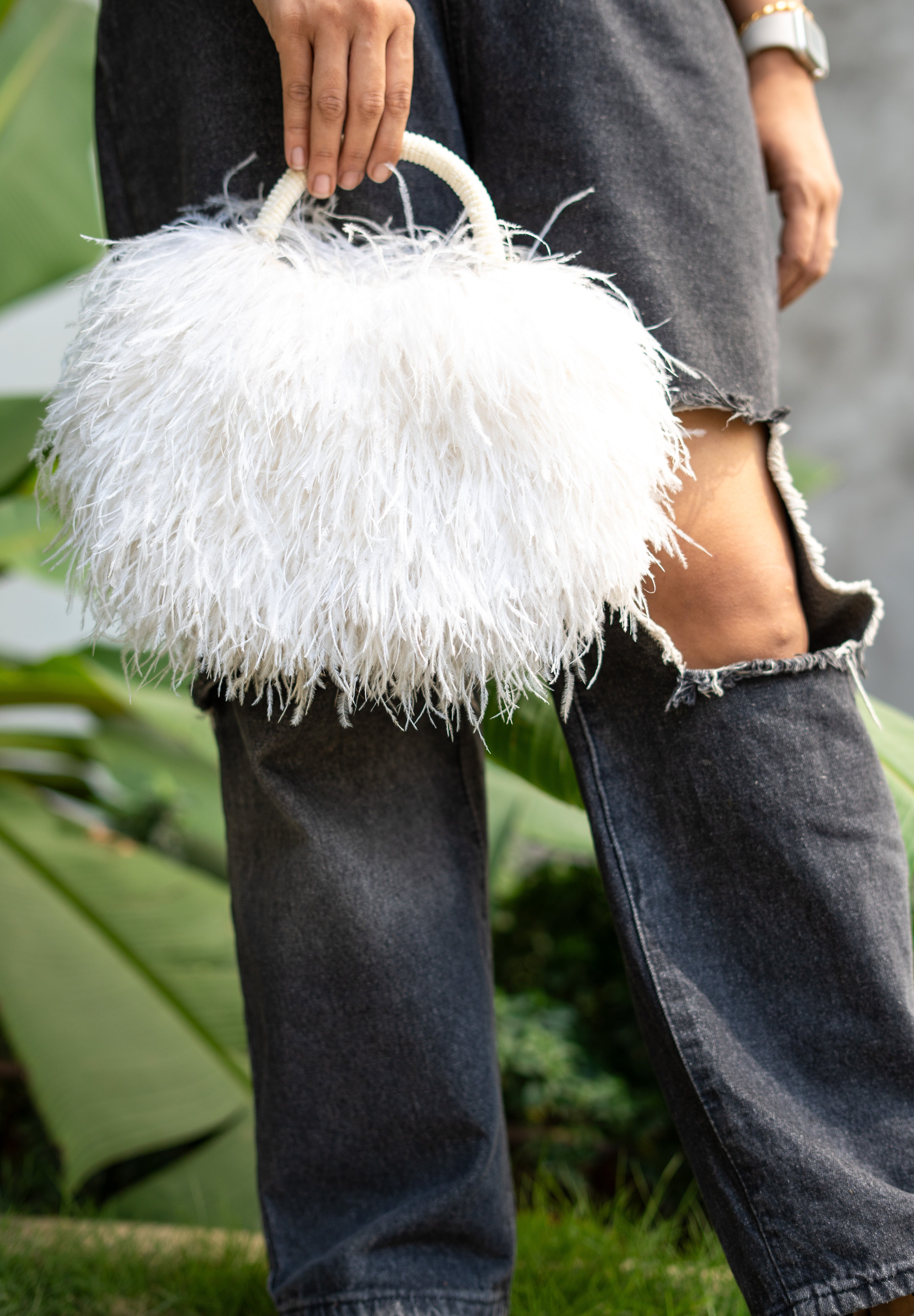 White feather bag