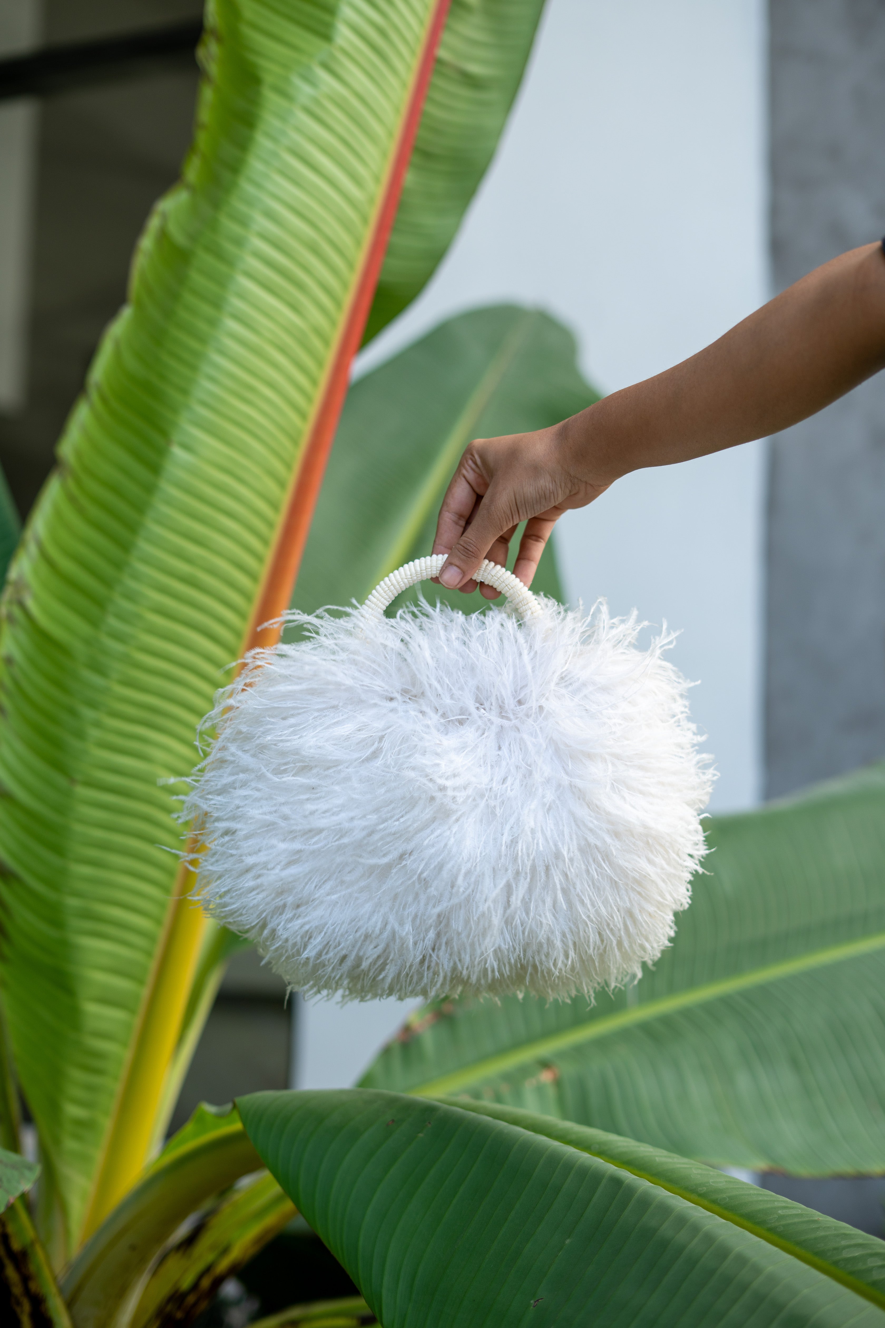 White feather bag