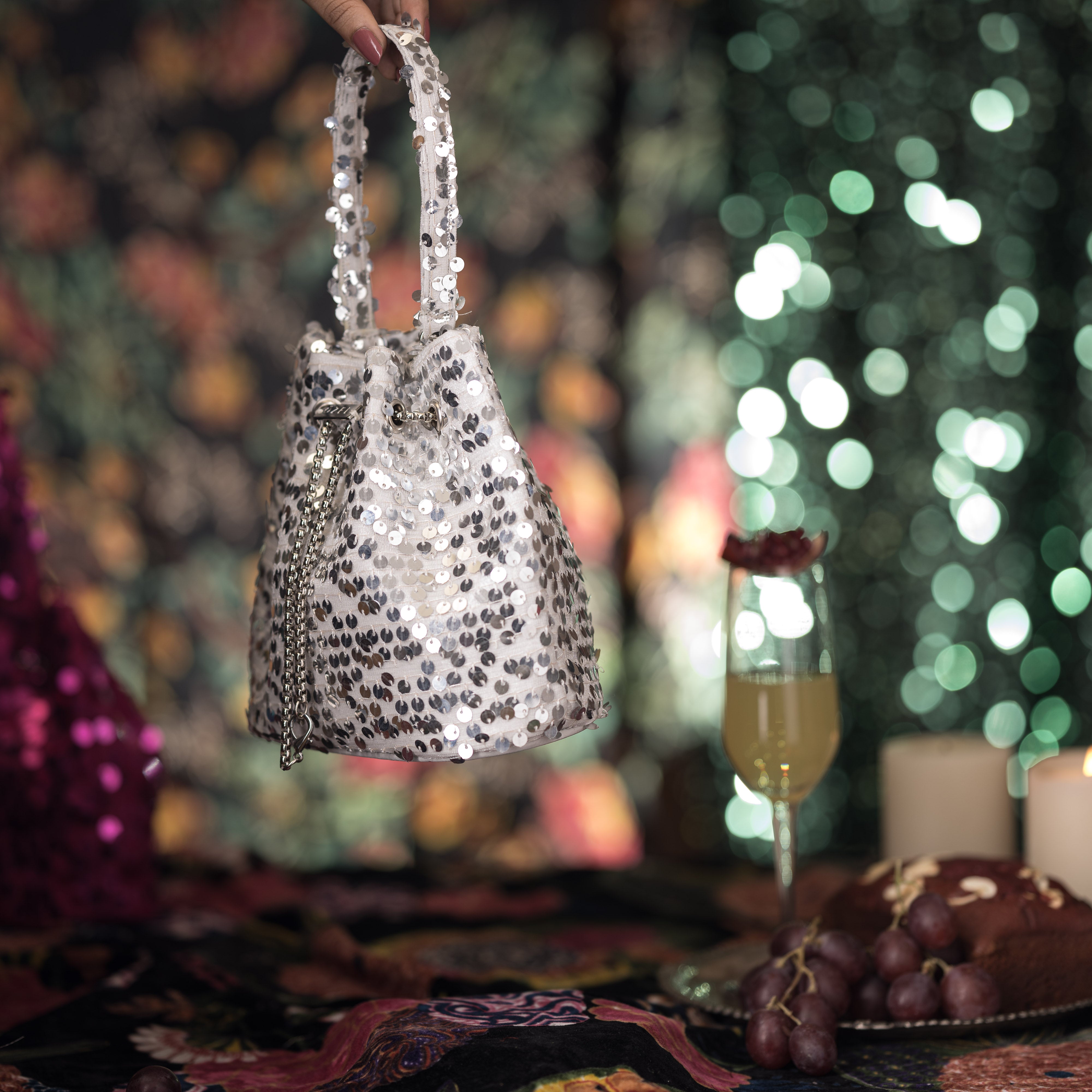 Adore Sequin Bucket Bag