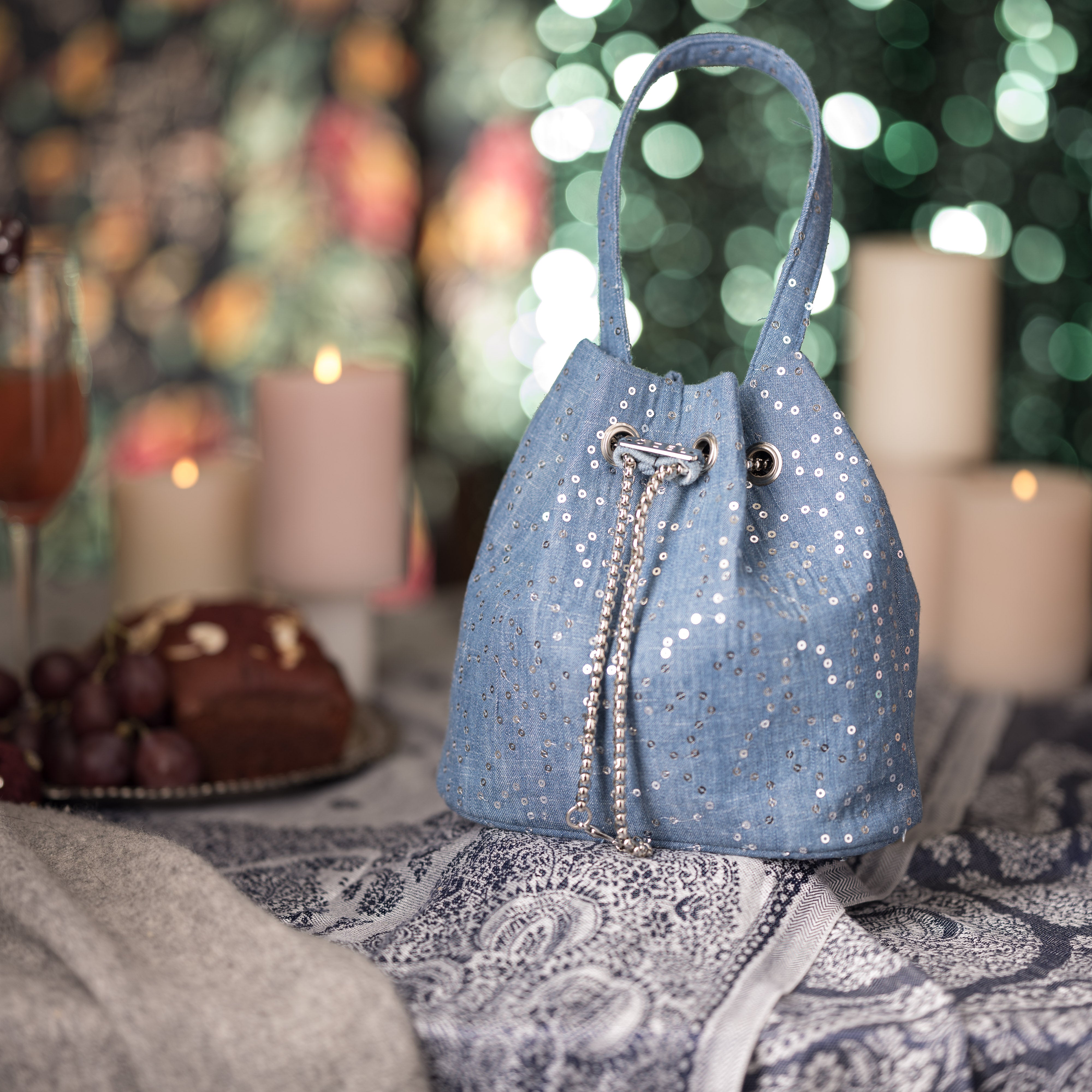 Denim Snow Bucket Bag