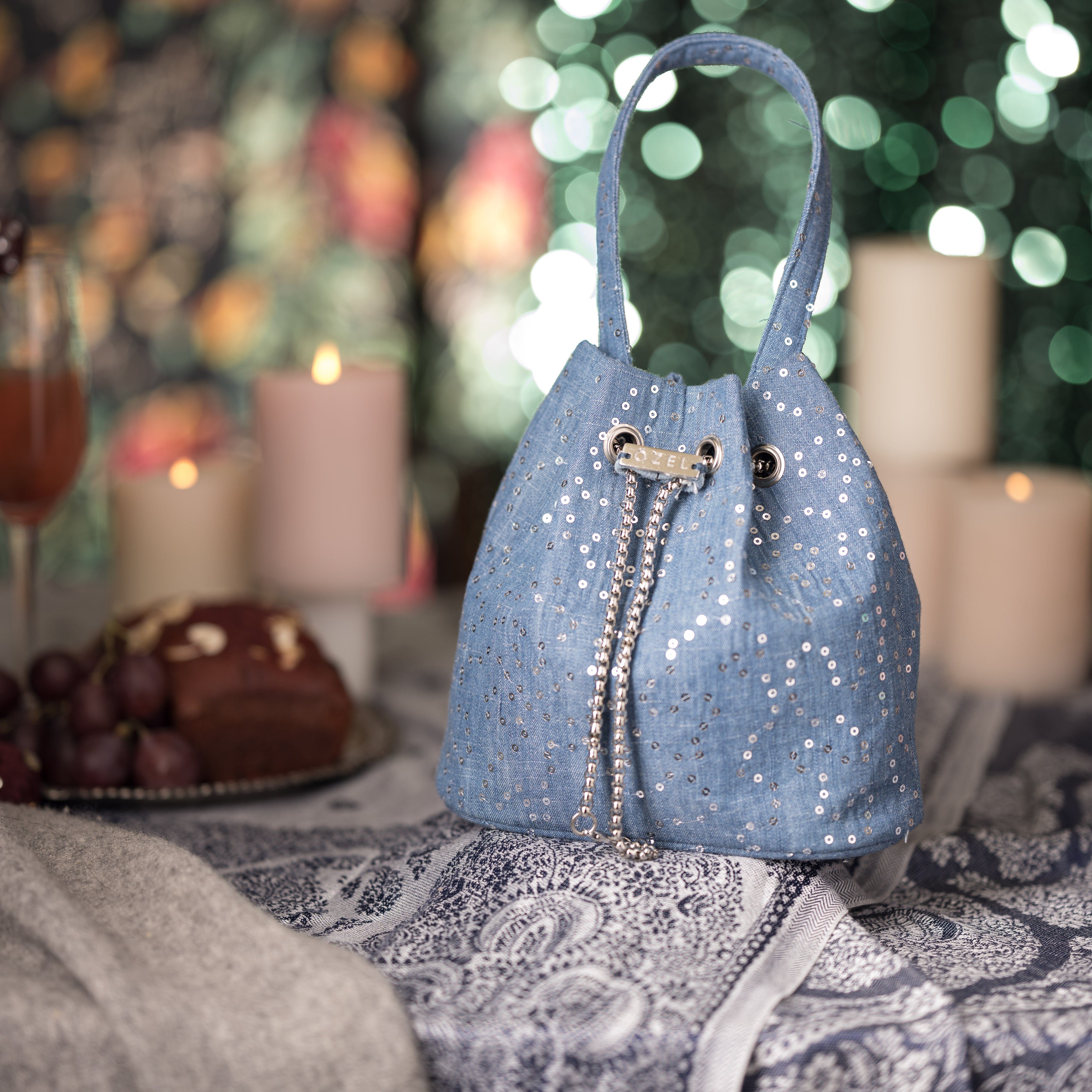 Denim Snow Bucket Bag