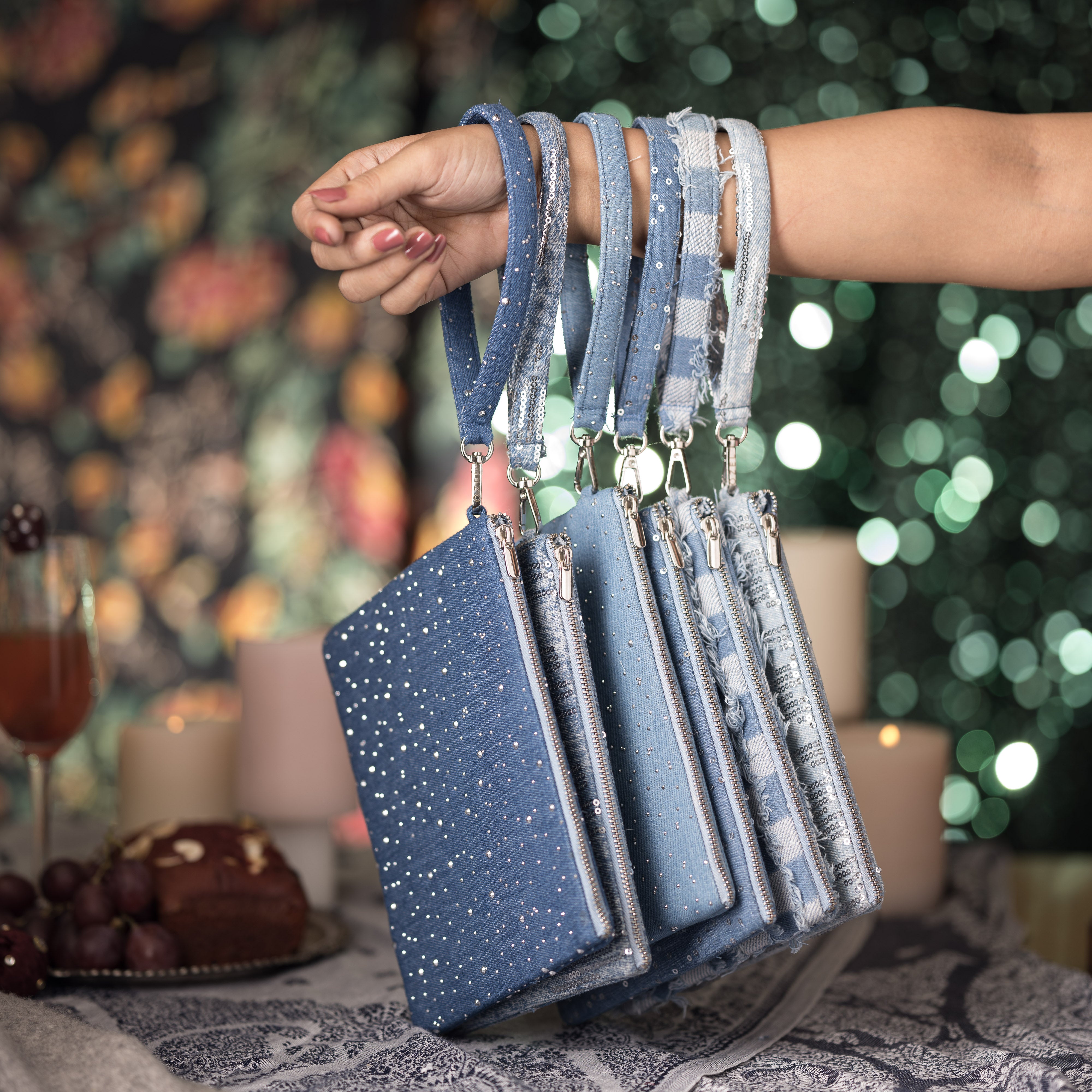 Denim Wristlet Bag