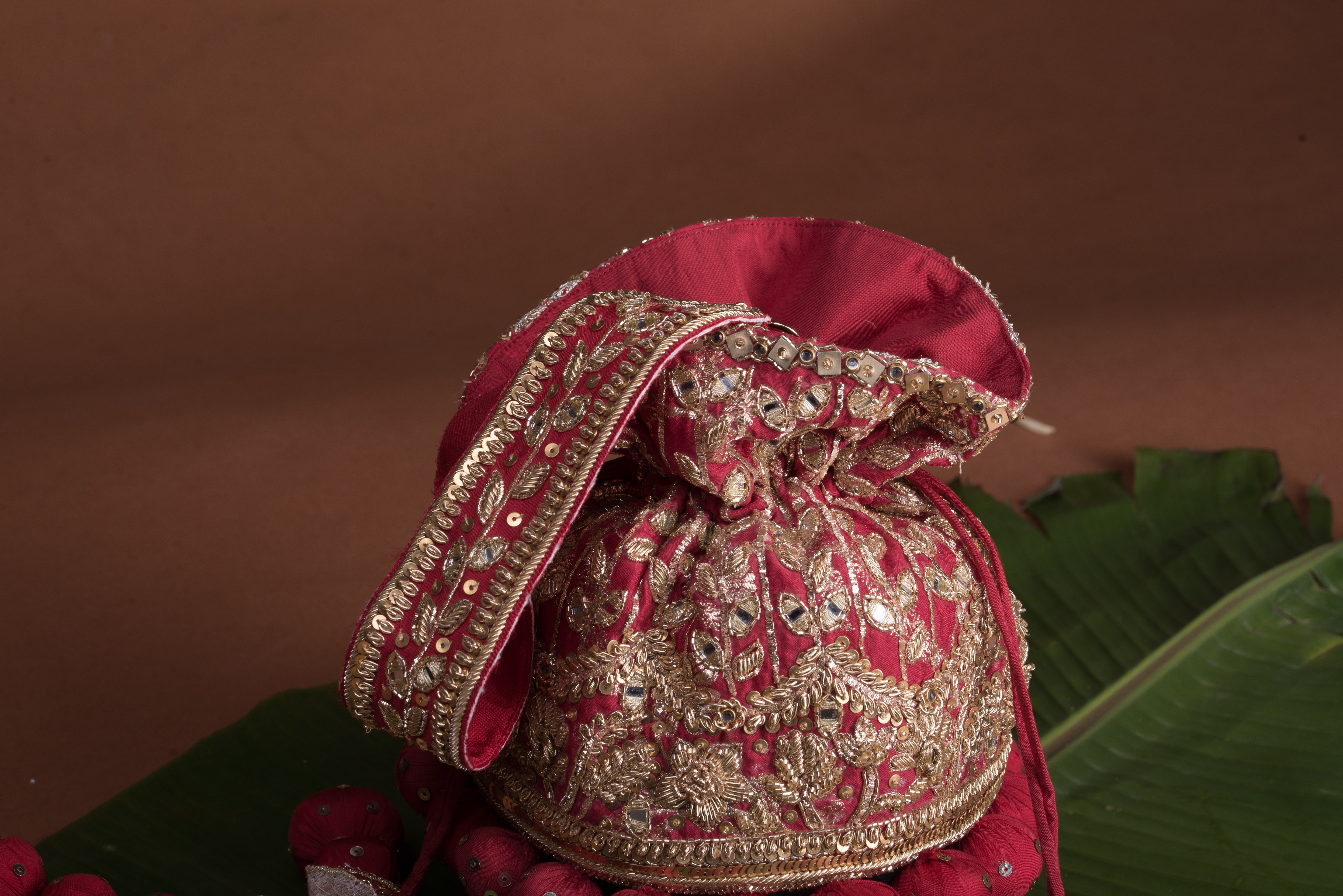 Red bridal bucket bag - Chanderi