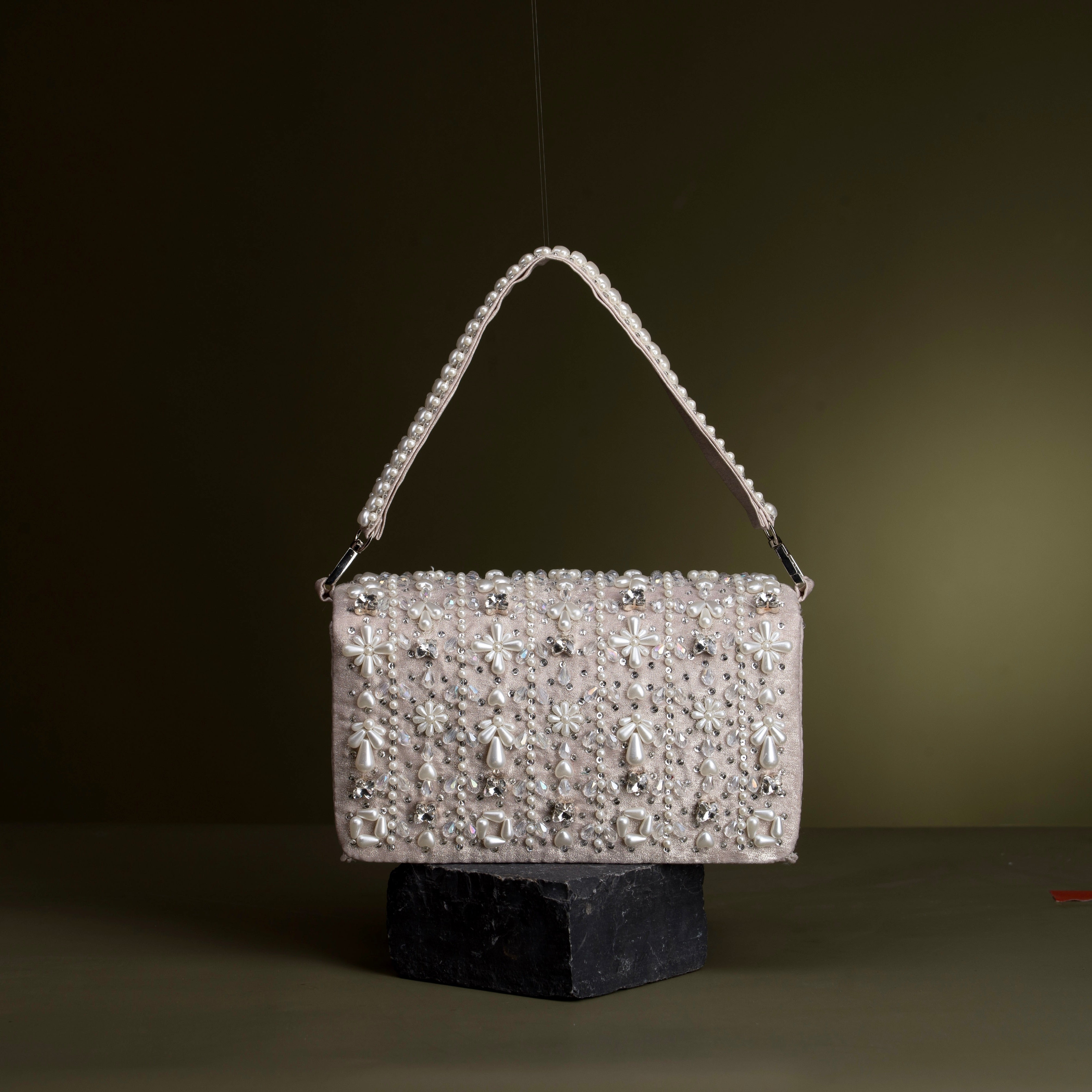 Giva Pearl and crystal lines flap bag