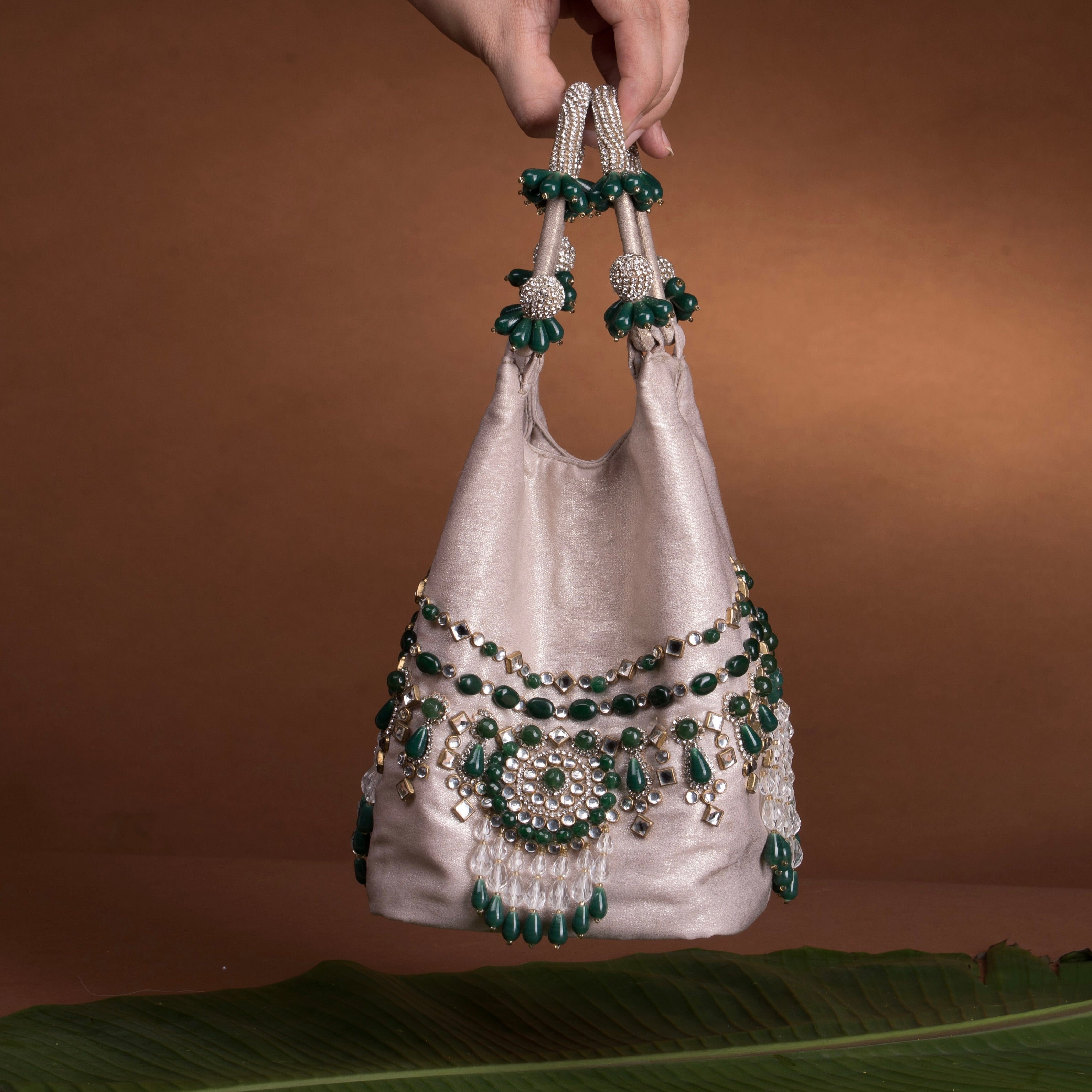 Panna Emerald Kundan bucket bag