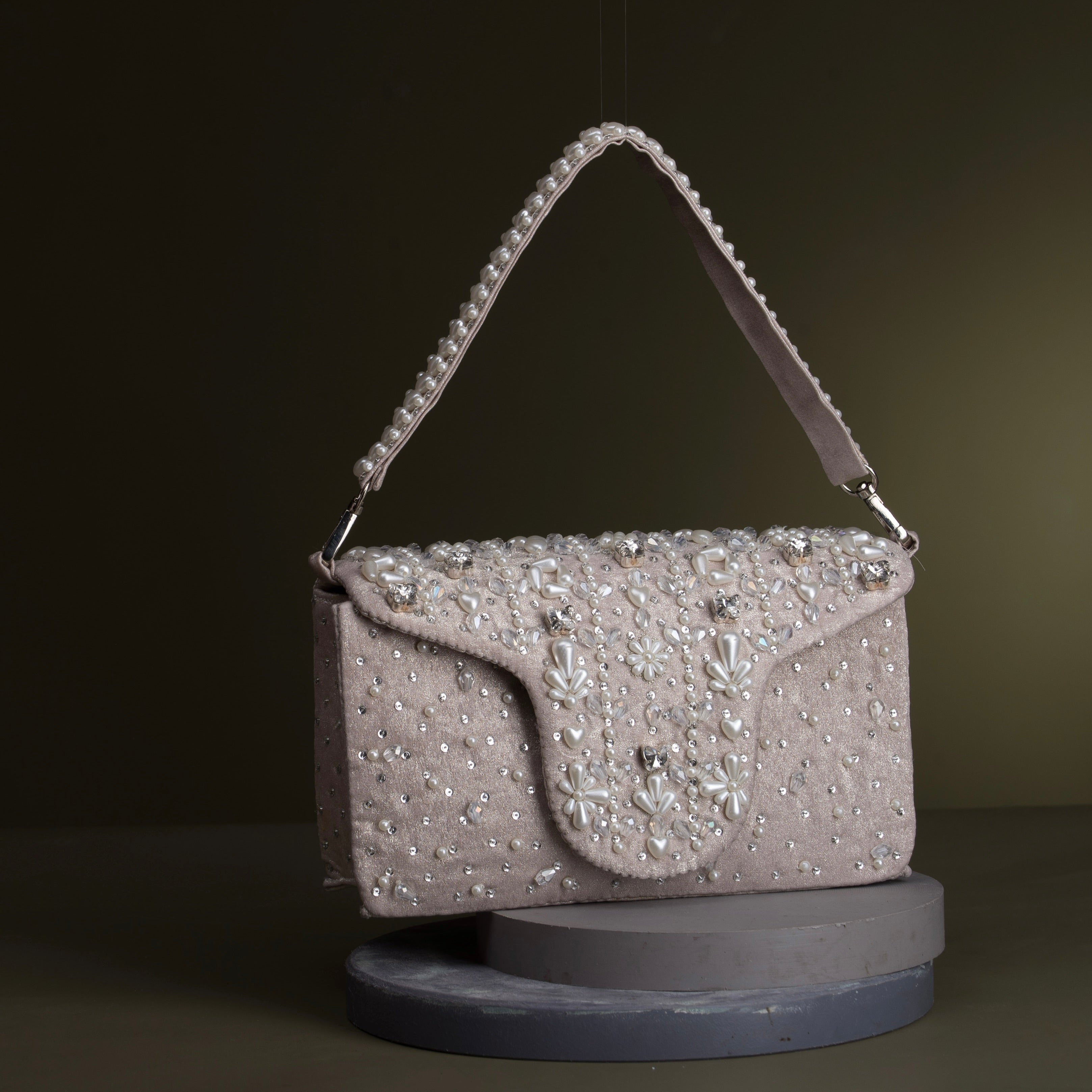 Giva Pearl and crystal lines flap bag