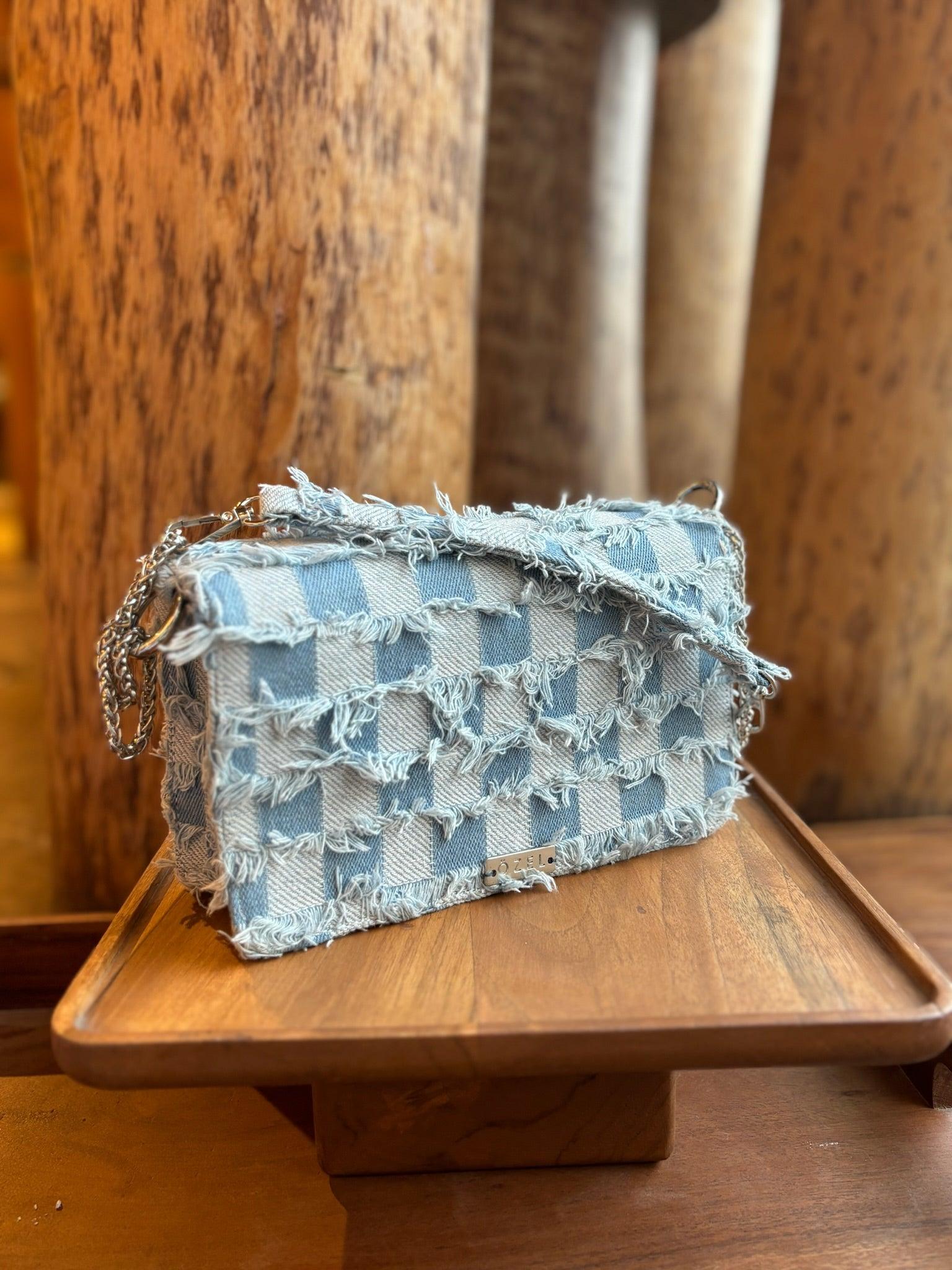 Frayed Denim Flap Bag - Ozel