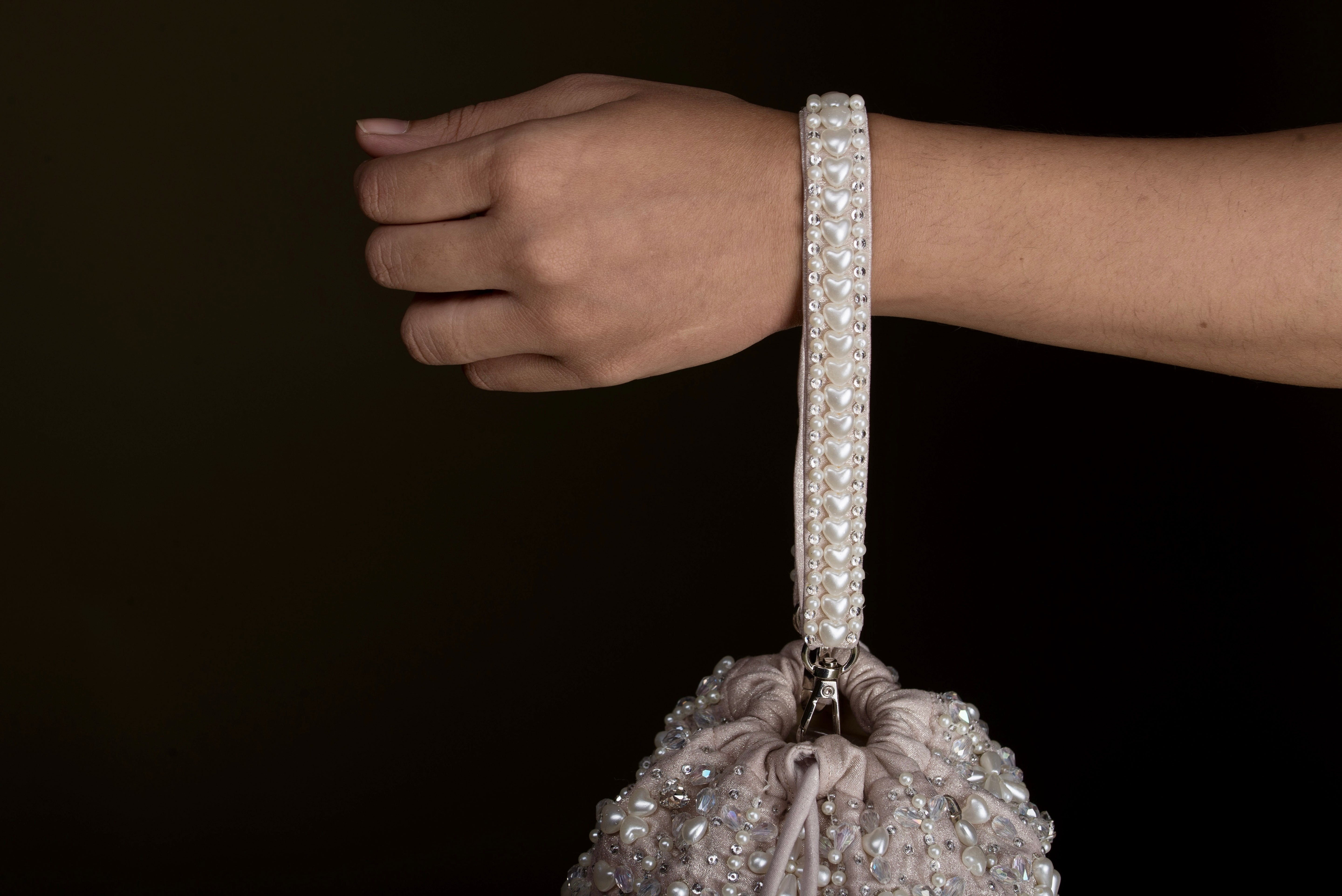 Giva Pearl and crystal lines bucket bag