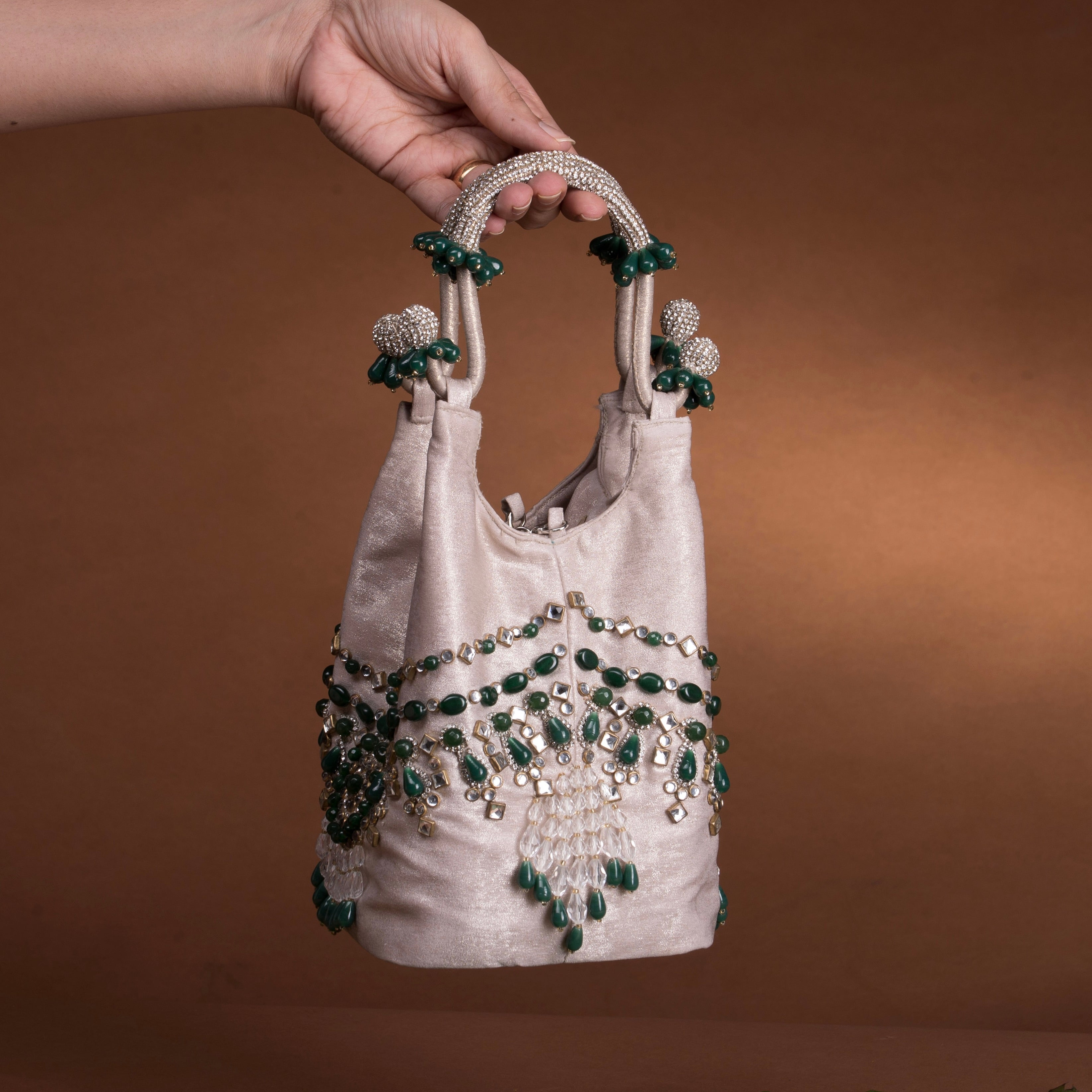 Panna Emerald Kundan bucket bag