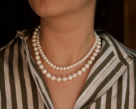 Freshwater Choker Necklace 7mm Round White Pearls