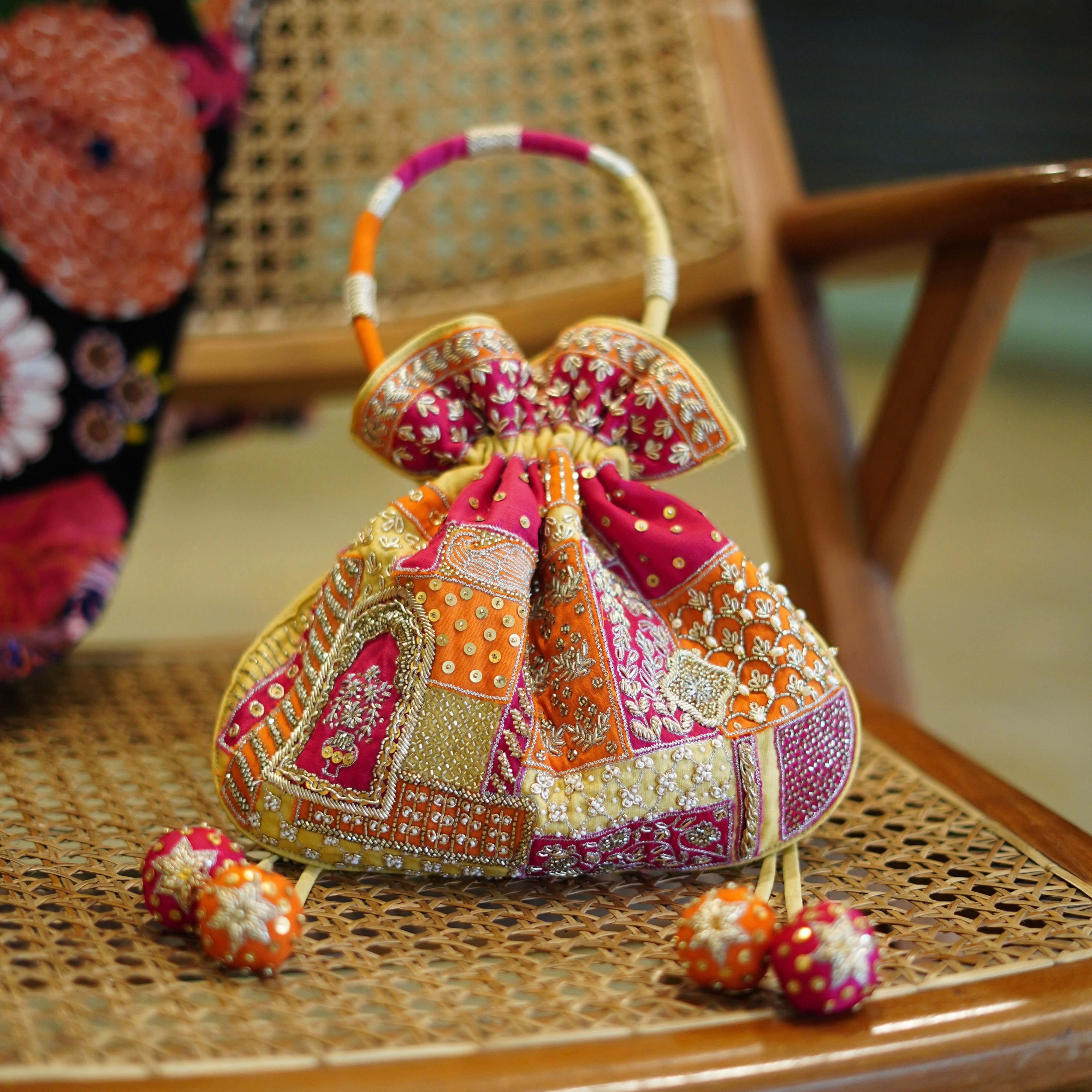 Multicolor Patchwork Embroidered Potli Bag