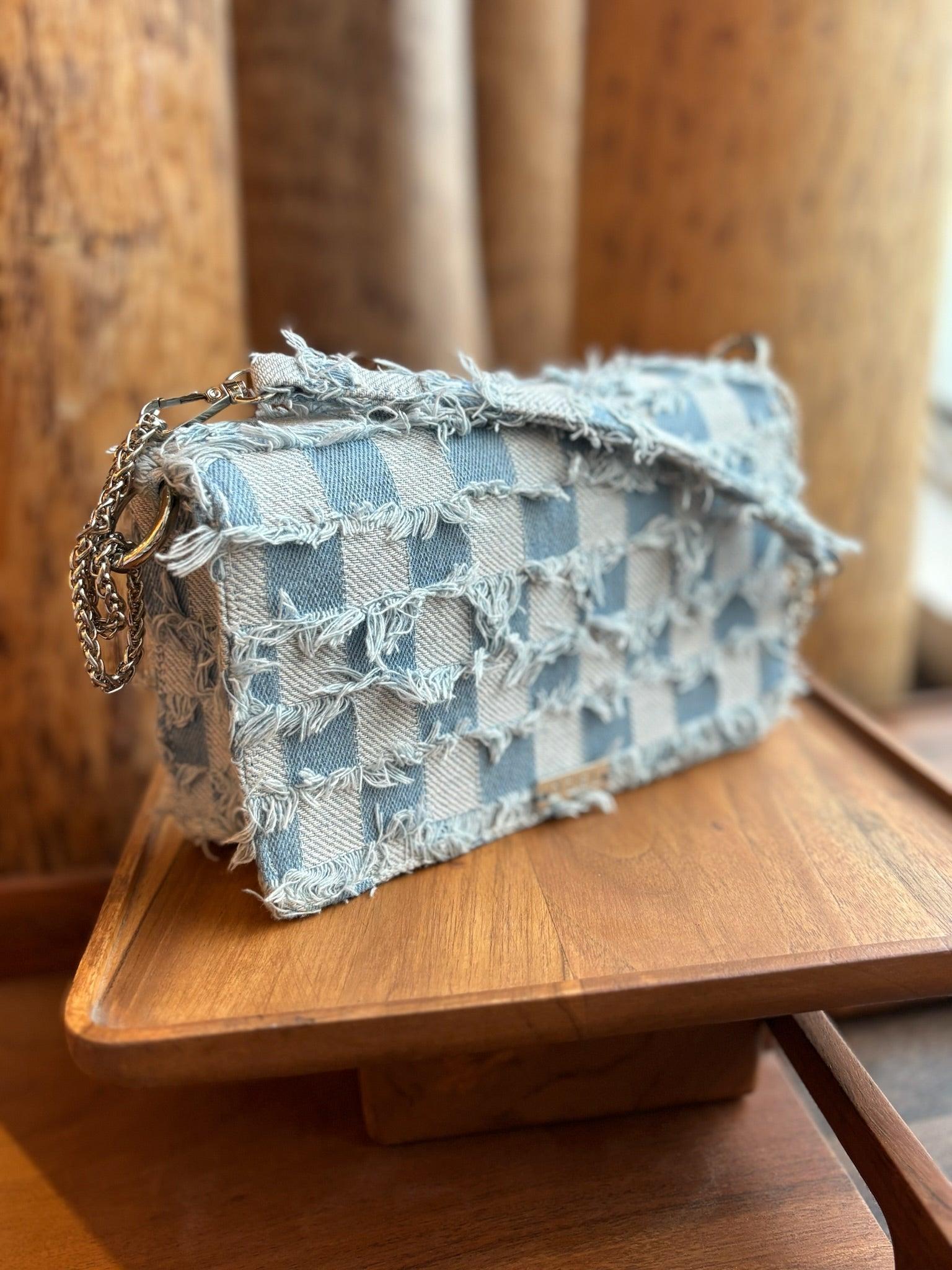 Frayed Denim Flap Bag - Ozel