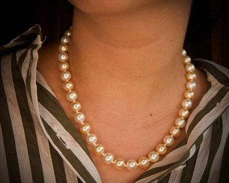 Swarovski Brilliant Round Two Tone Necklace 10mm Pearls