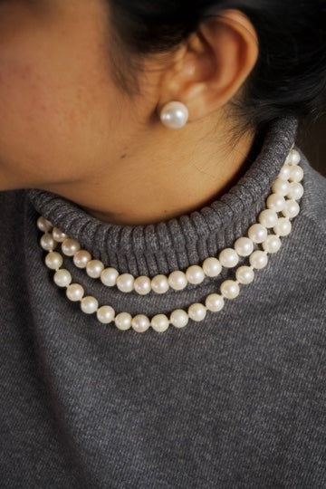 Freshwater Choker Necklace 10mm Round White Pearls