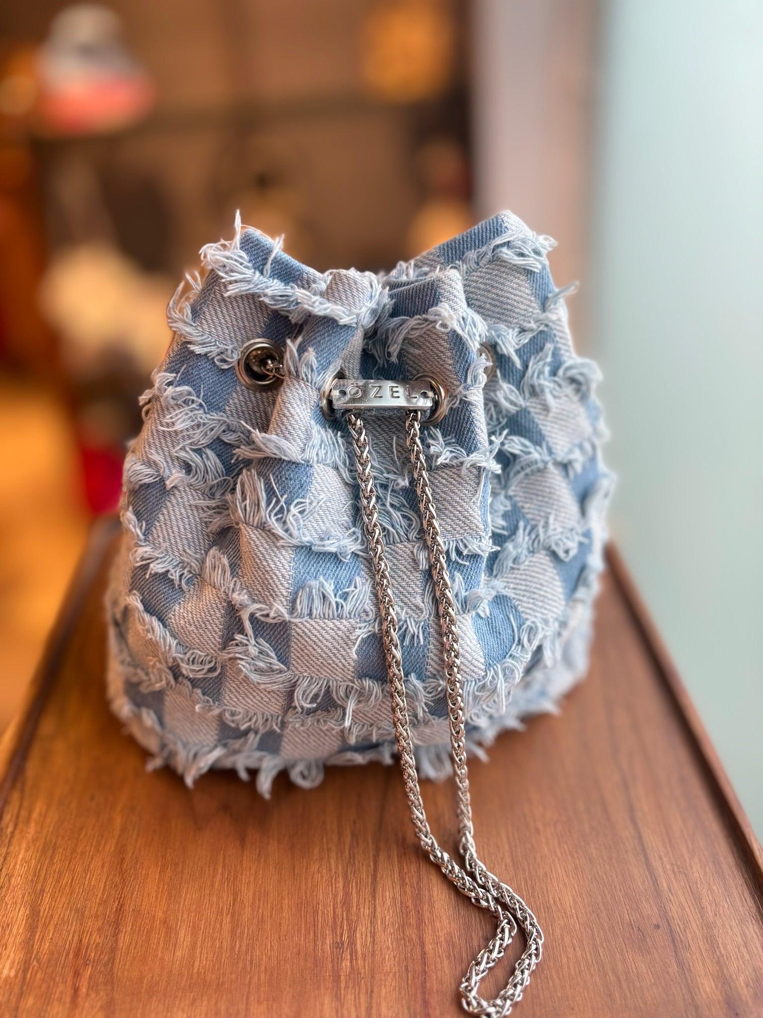 Frayed Denim Bucket Bag - Ozel