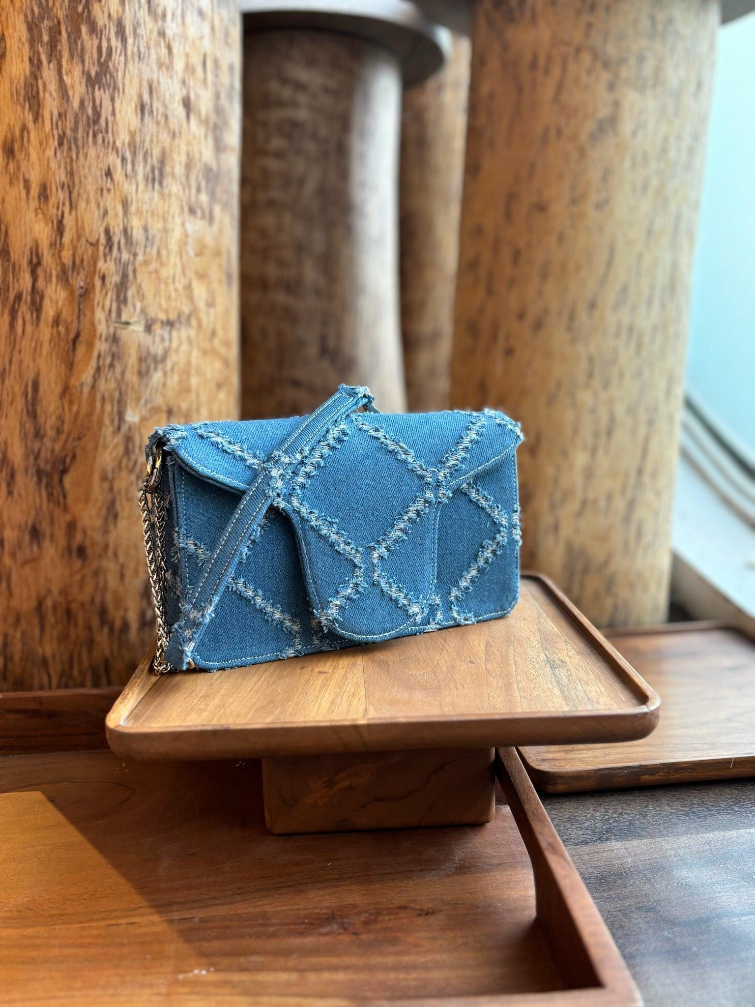 Ripped Denim Flap Bag - Ozel