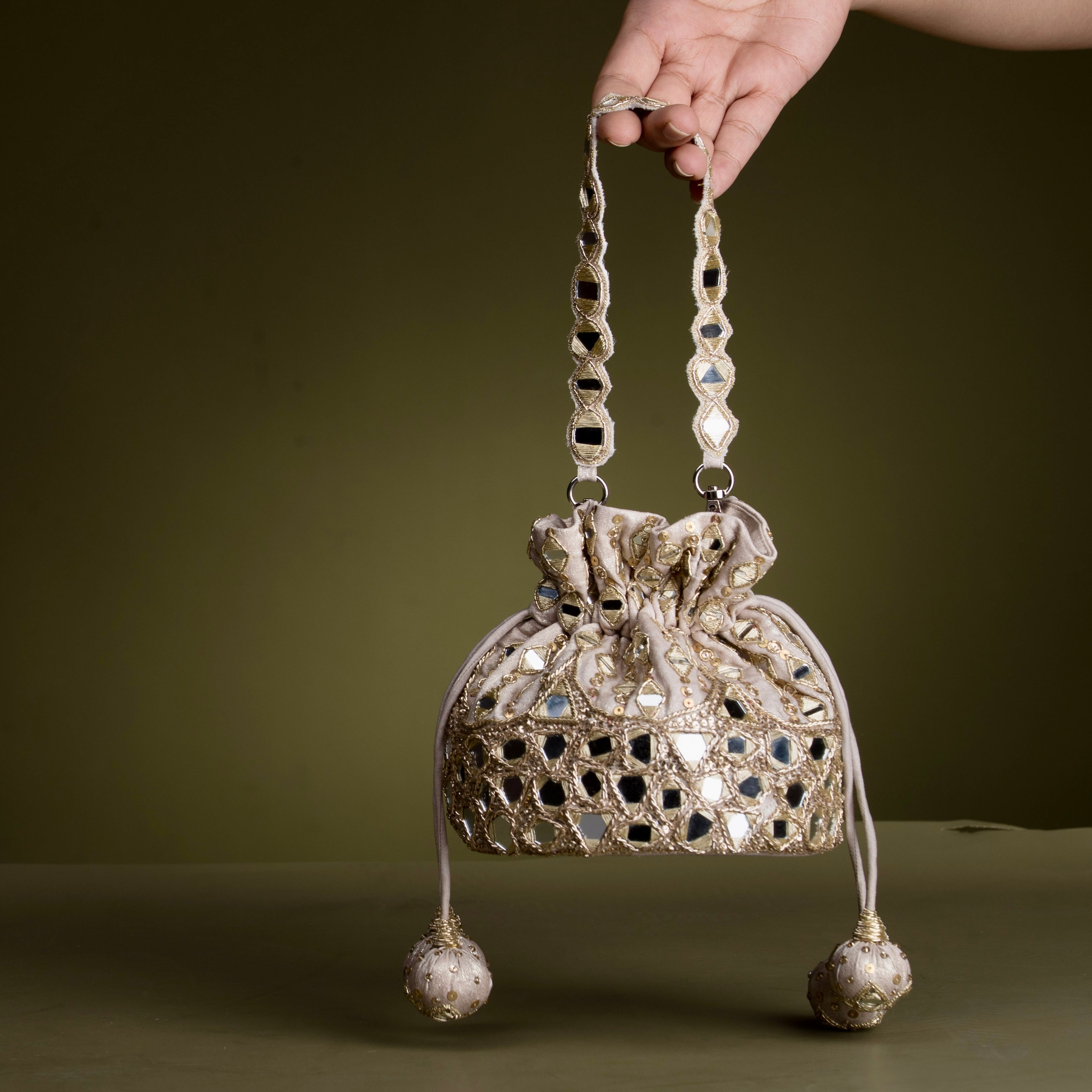 Mirror Work Bucket Bag