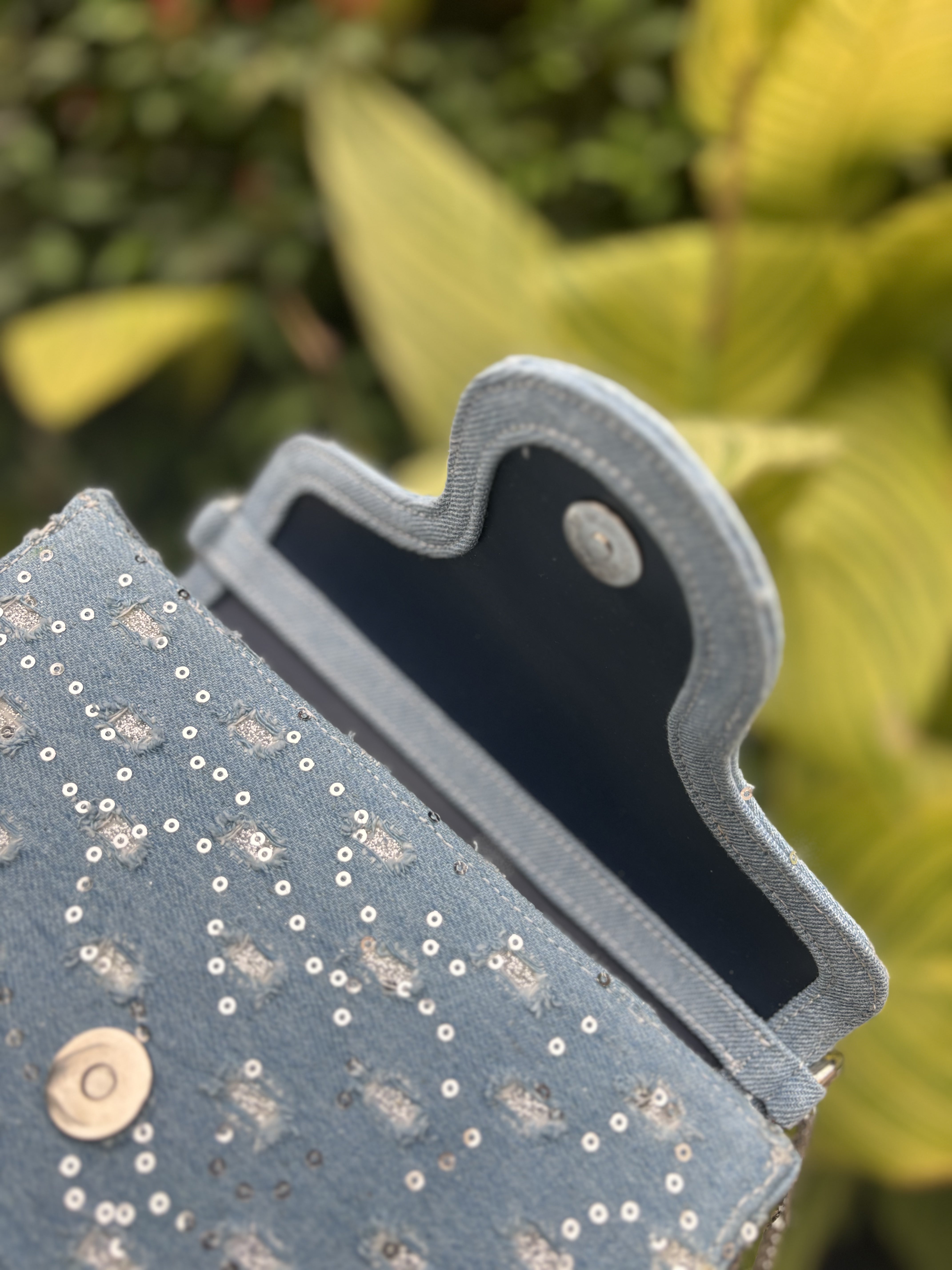 Sequin Denim Flap Bag - Ozel